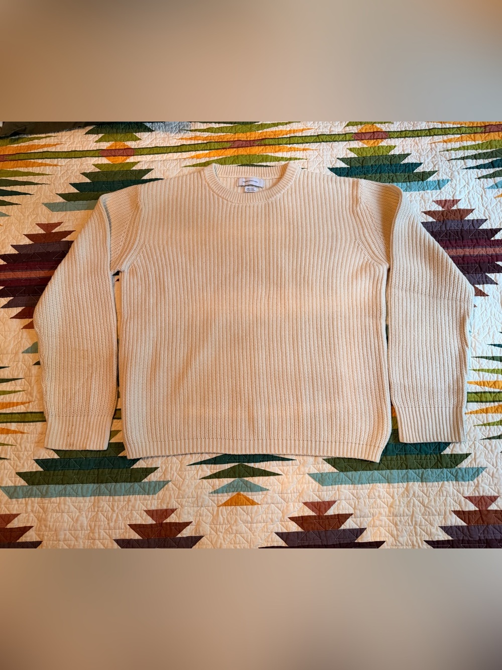 Urban Outfitters Cream Ribbed Crewneck Sweater